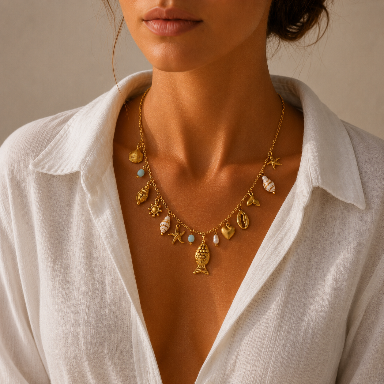 Sunkis Sienna Gold Charm Necklace Waterproof
