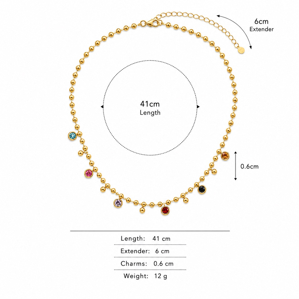 Sunkis Solara Gold Beaded Chain Everyday Necklace Waterproof