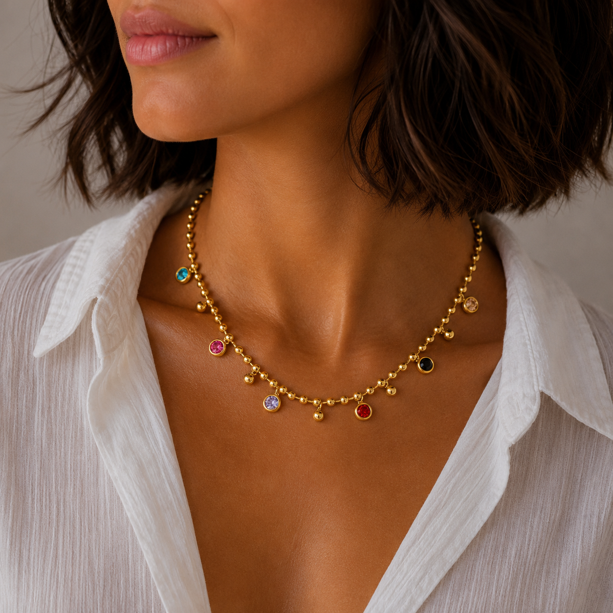 Sunkis Solara Gold Beaded Chain Everyday Necklace Waterproof