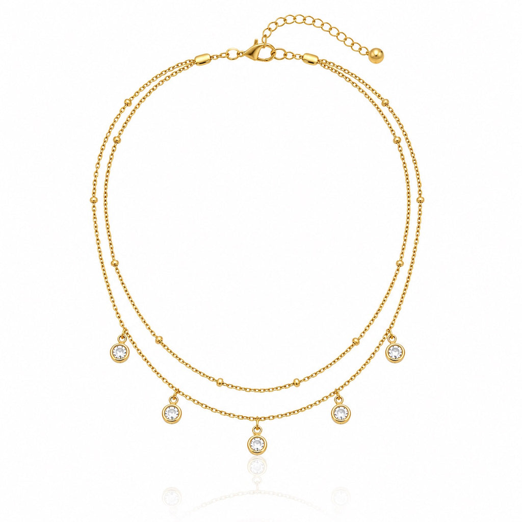 Sunkis Soleil Double Layer Gold Necklace Waterproof