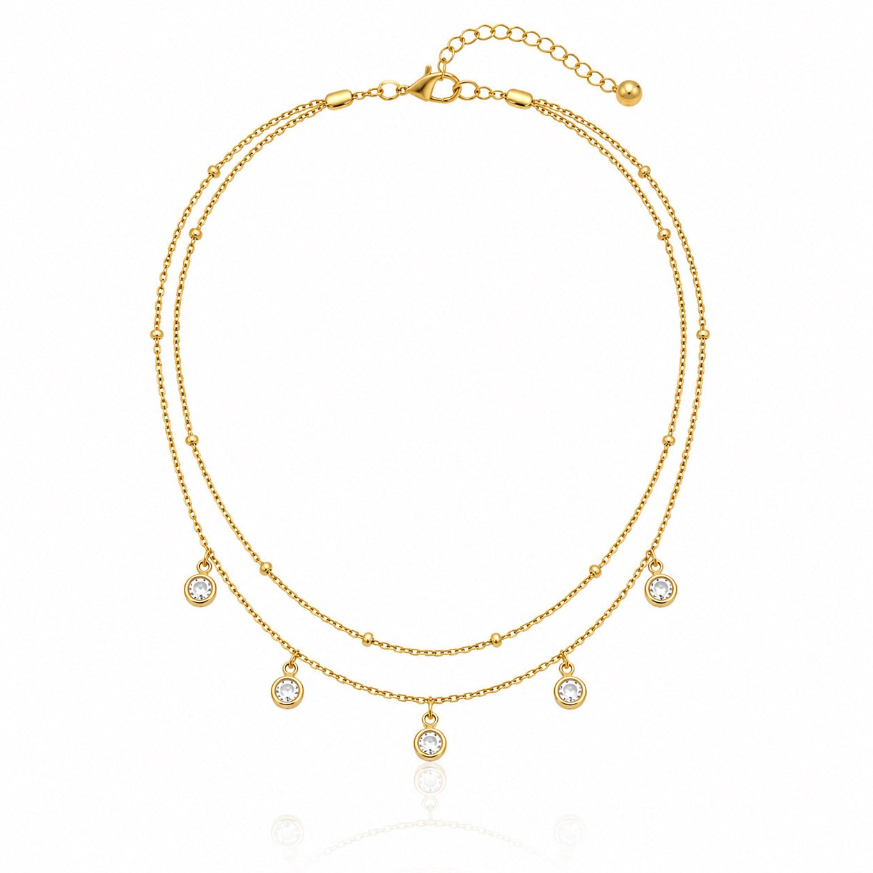 Sunkis Soleil Double Layer Gold Necklace Waterproof