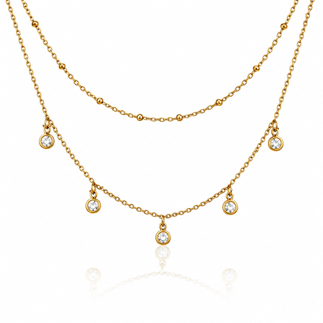 Sunkis Soleil Double Layer Gold Necklace Waterproof