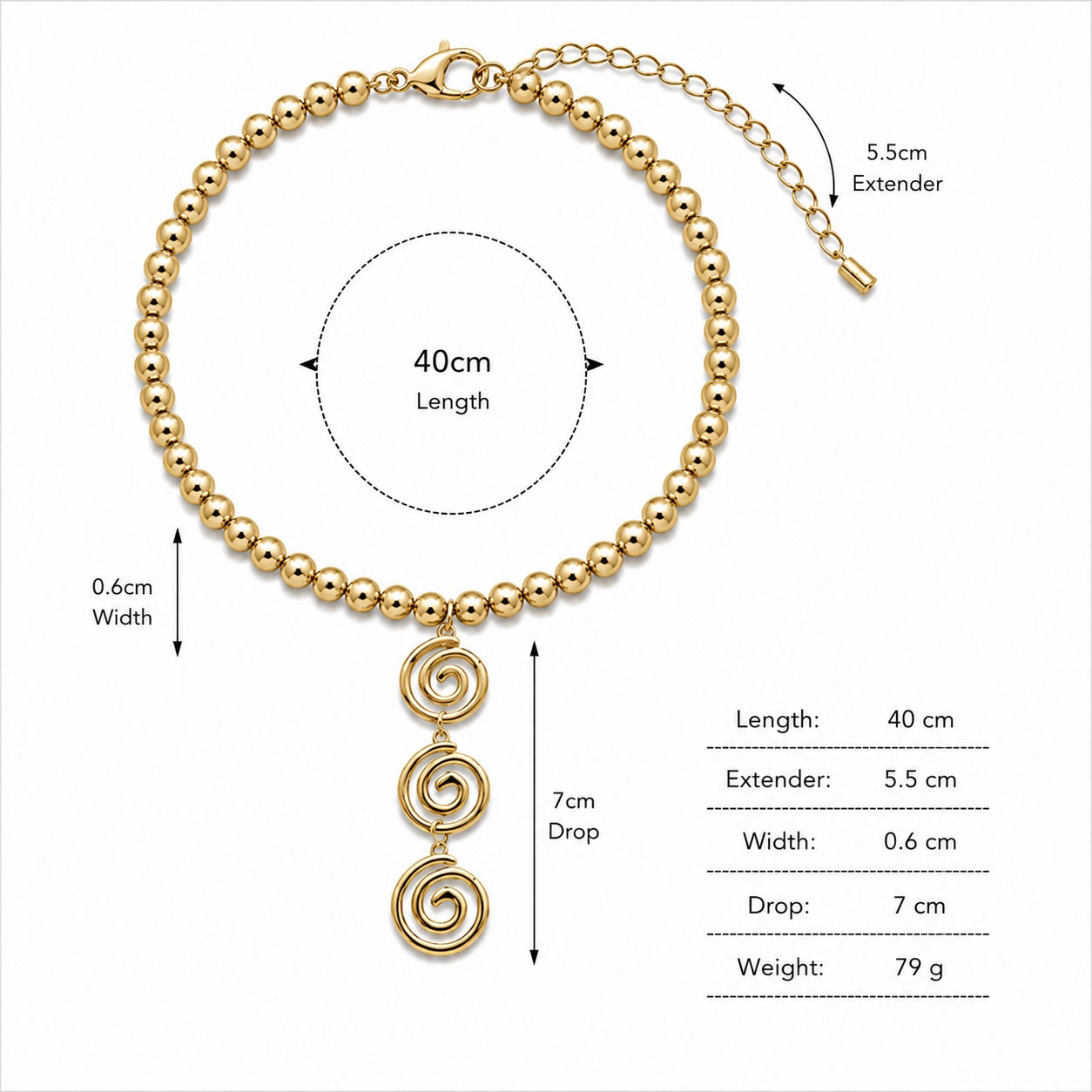 Sunkis St Tropez Gold Beaded Chain Statement Necklace