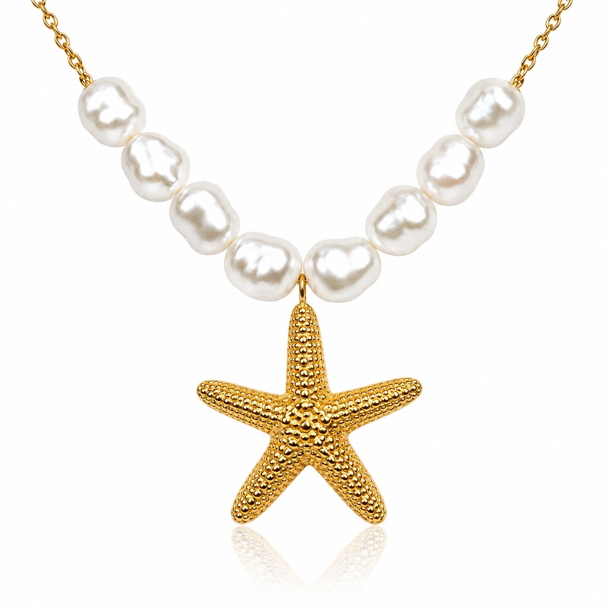 Sunkis Starfish Pearl Statement Necklace Waterproof