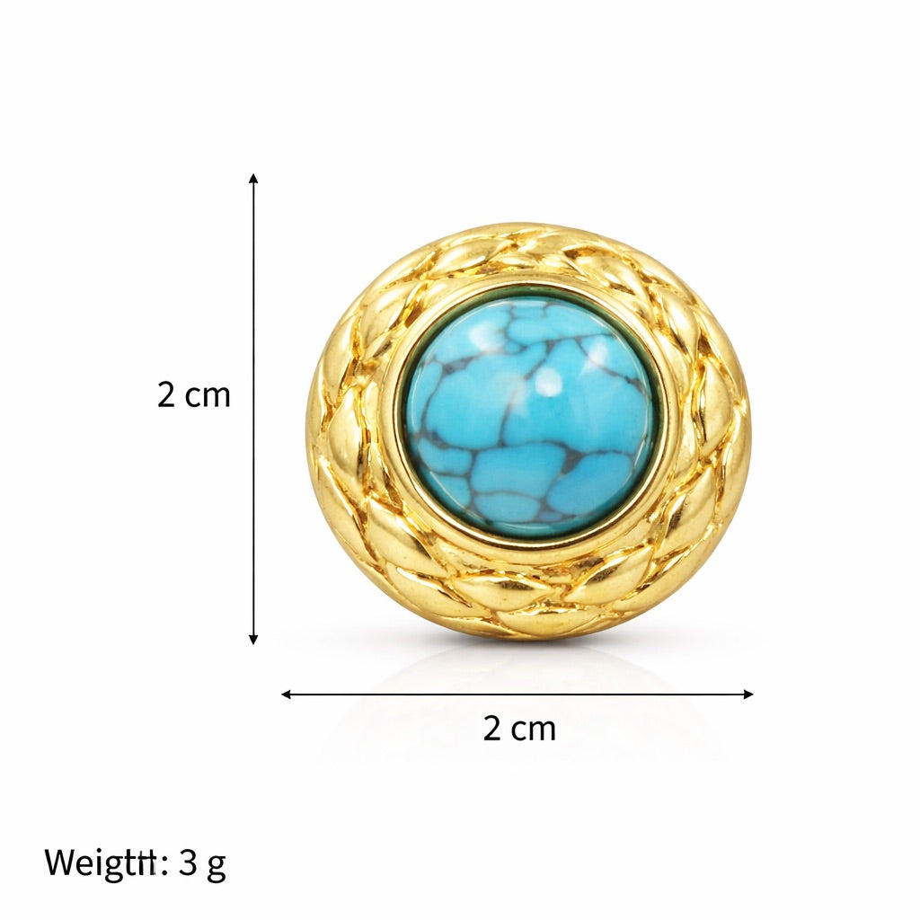 Sunkis Valmonta Classic Turguoise Gold Earrings Hypoallergenic