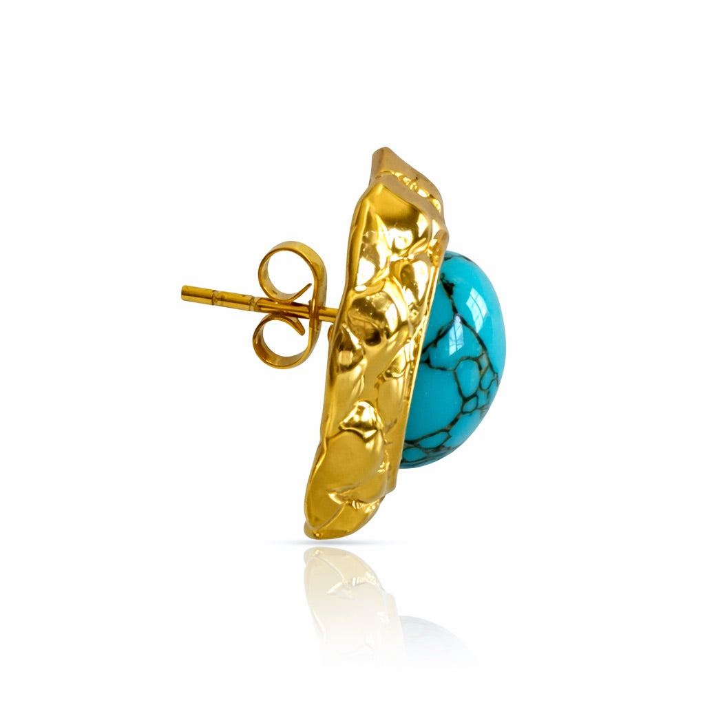 Sunkis Valmonta Classic Turguoise Gold Earrings Hypoallergenic