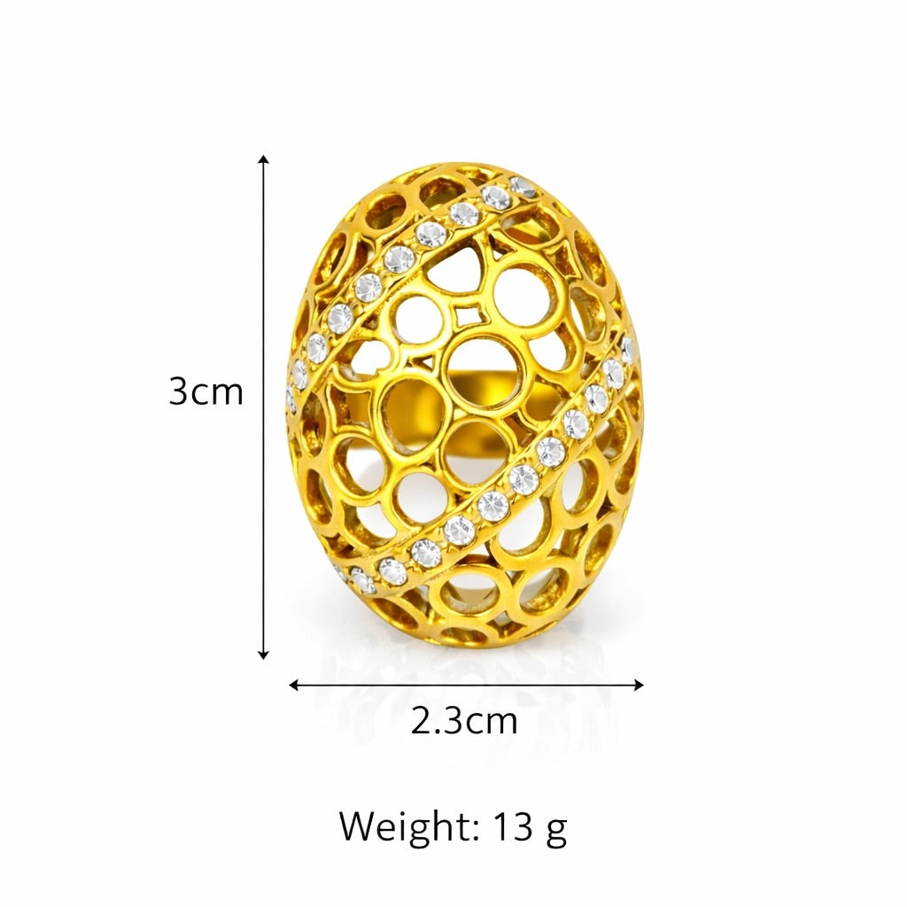 Sunkis Vela Gold Statement Ring Waterproof