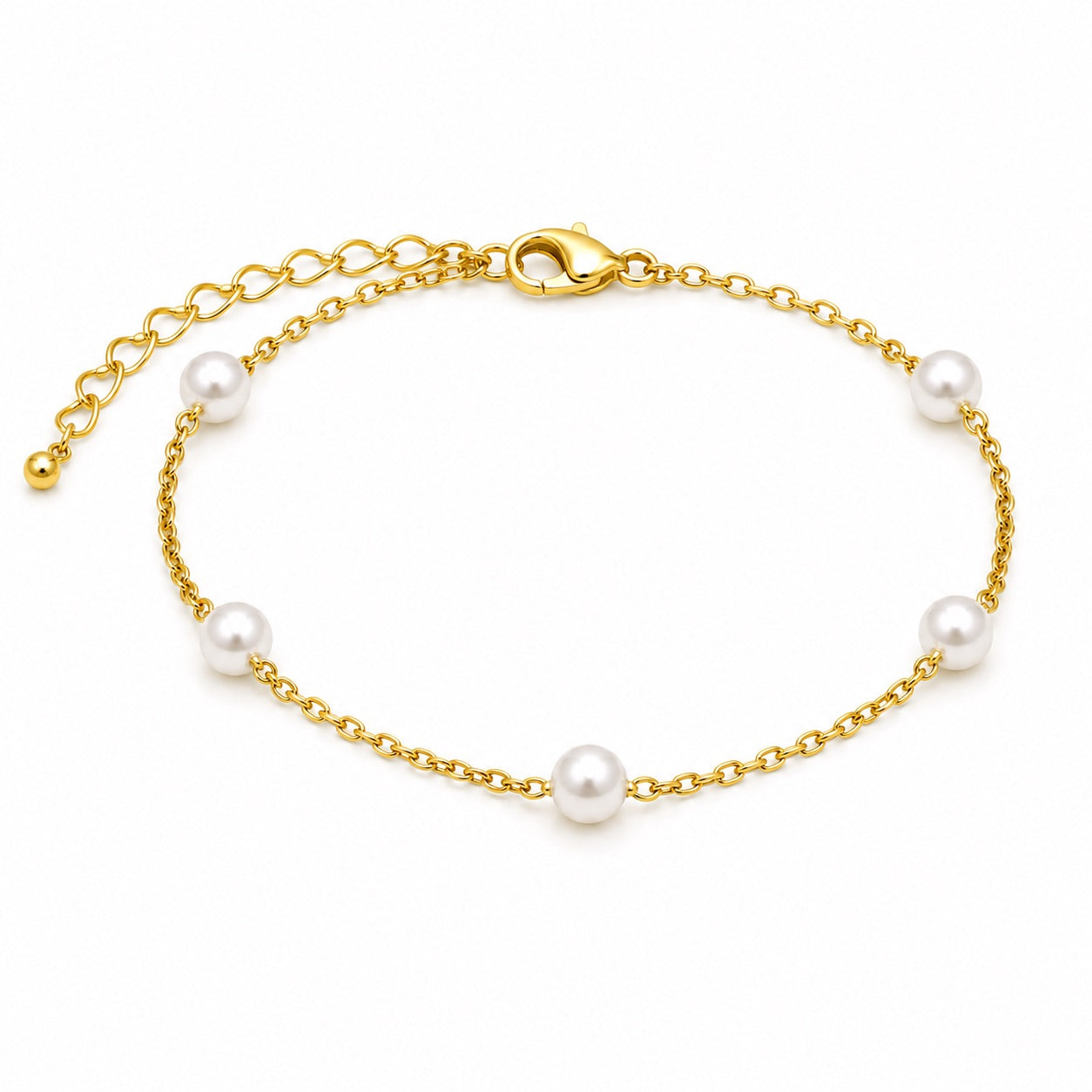 Sunkis Velor Pearl Gold Chain Bracelet Hypoallergenic