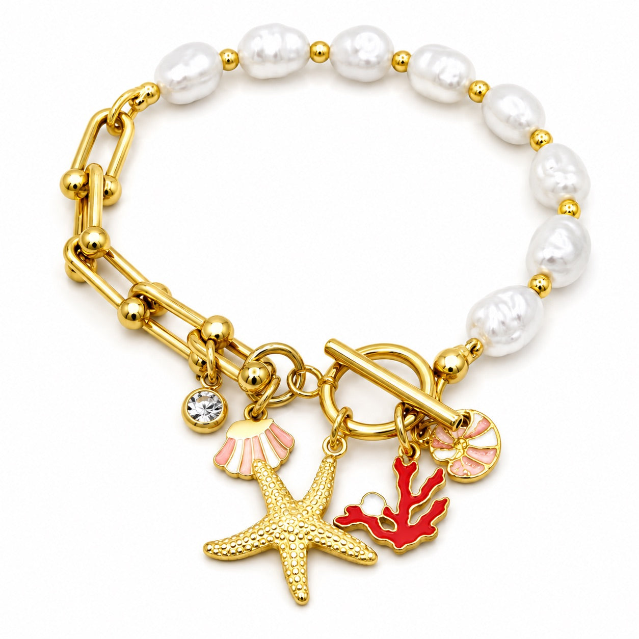 Sunkis Vesta Statement Gold Charm Bracelet Hypoallergenic
