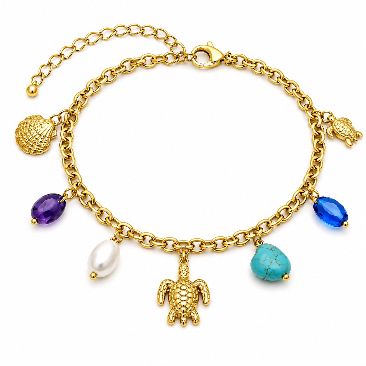 Sunkis Zafir Gold Charm Bracelet Hypoallergenic