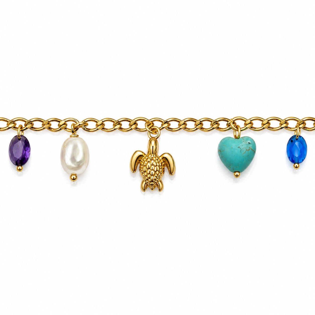 Sunkis Zafir Gold Charm Bracelet Hypoallergenic