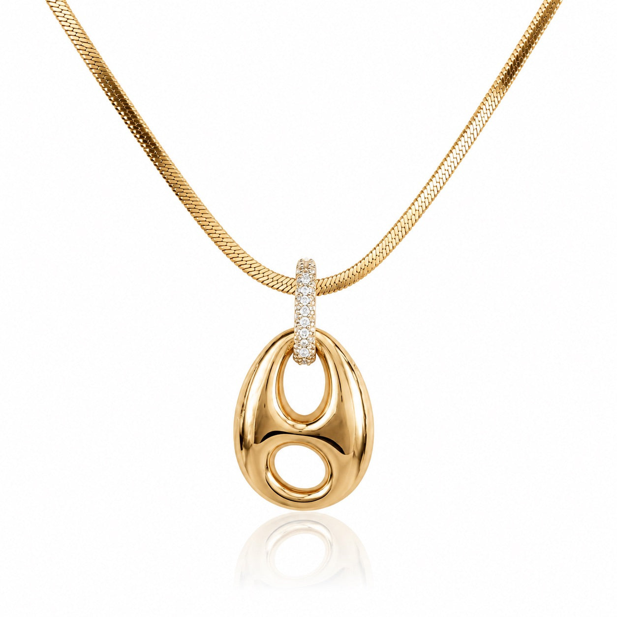 Sunkis Zara Sculptural Gold Pendant Snake Chain Necklace Waterproof