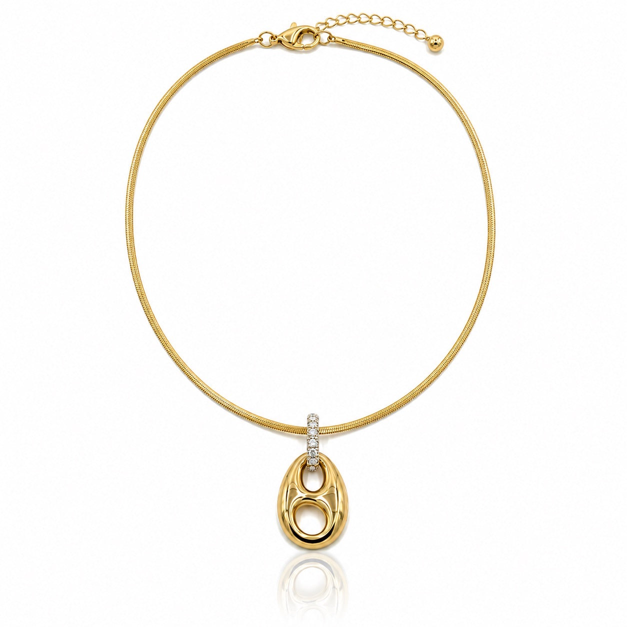 Sunkis Zara Sculptural Gold Pendant Snake Chain Necklace Waterproof