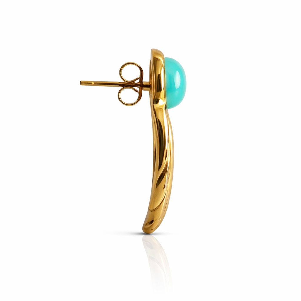 Turquoise Gold Stud Earrings