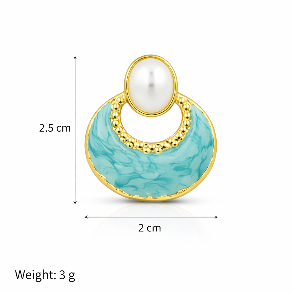 Turquoise Pearl Drop Stud Earrings