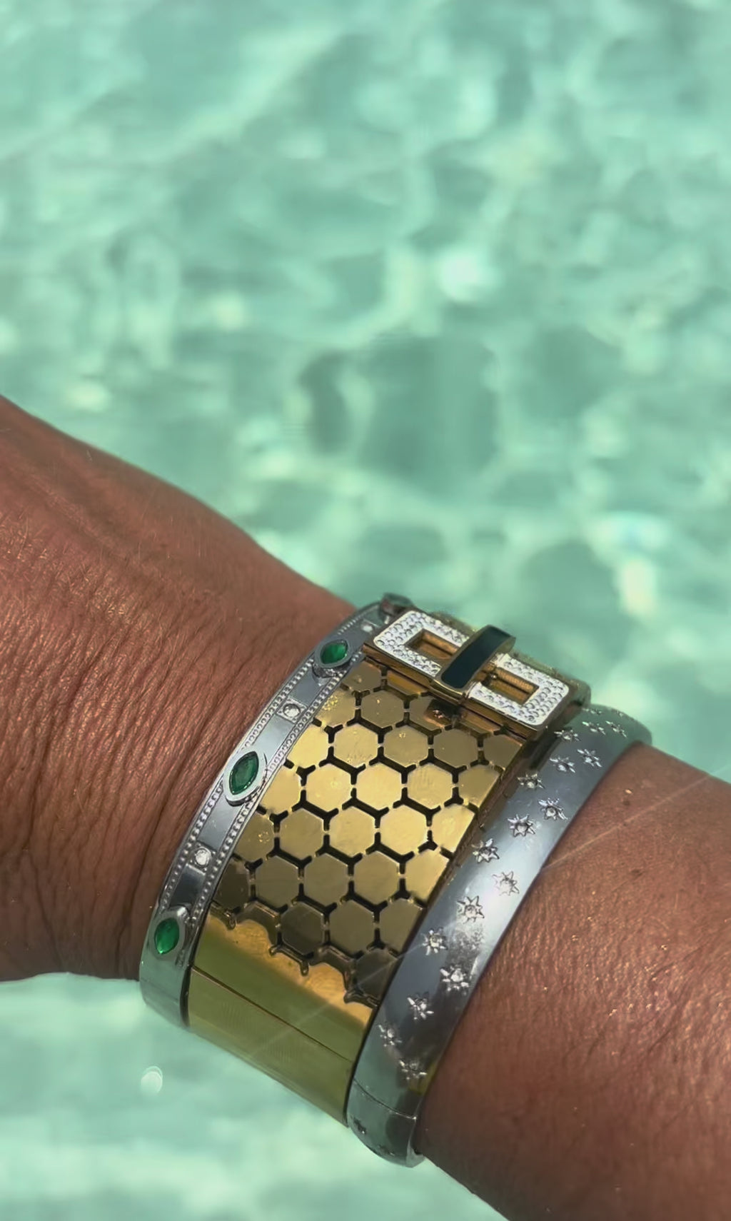 Sunkis Bellagio Gold Statement Bangle Waterproof