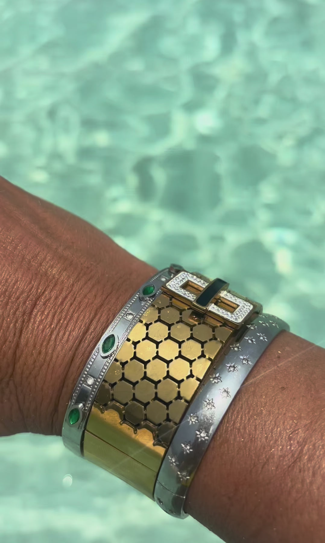 Sunkis Bellagio Gold Statement Bangle Waterproof
