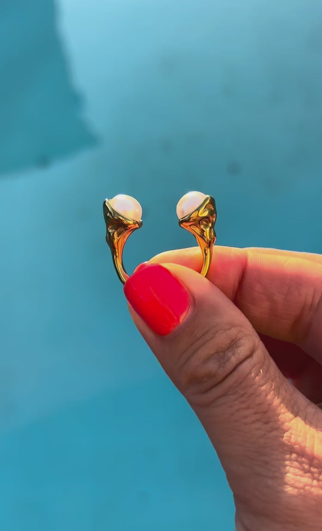 Double Pearl Adjustable Ring