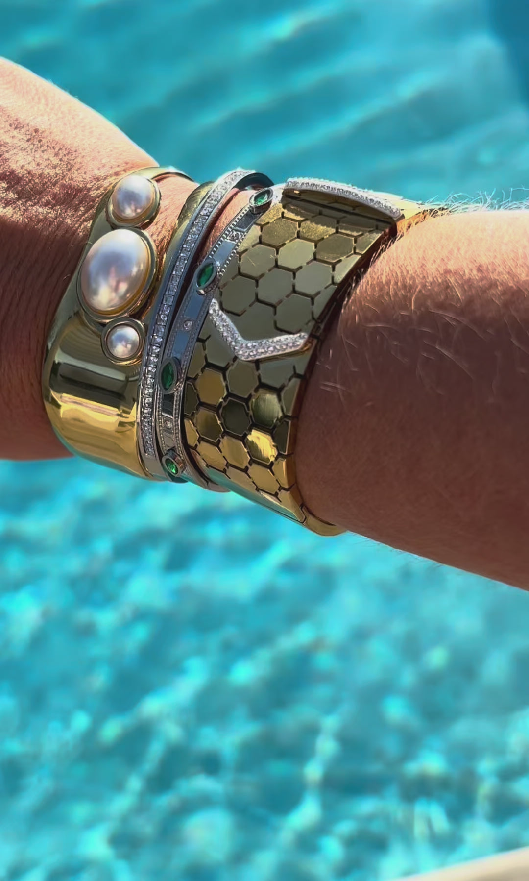 Luna Silver Crystal Slim Bangle