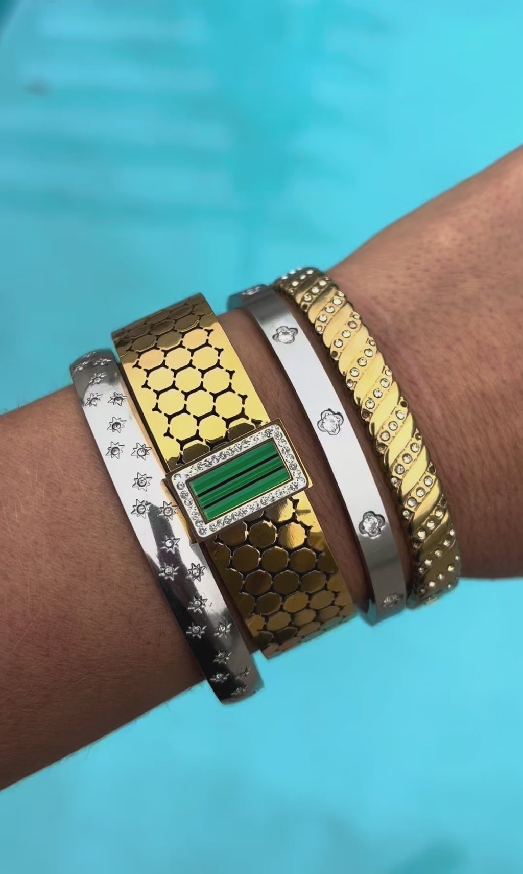 Sunkis Waterproof Bangle Emerald Honeycomb