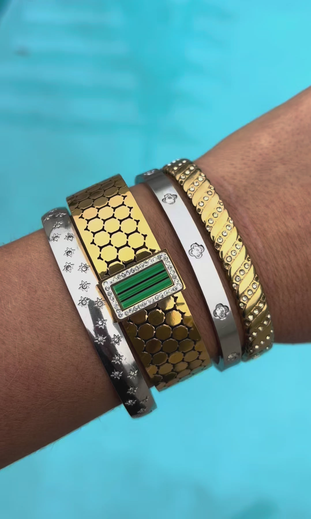 Sunkis Waterproof Bangle Emerald Honeycomb