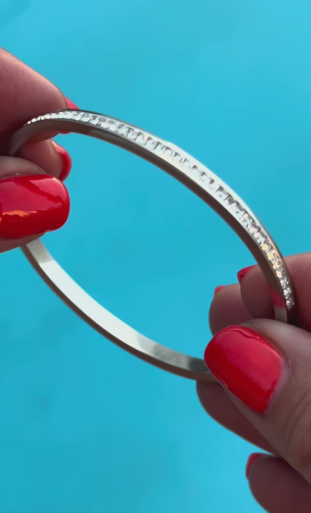 Luna Silver Crystal Slim Bangle