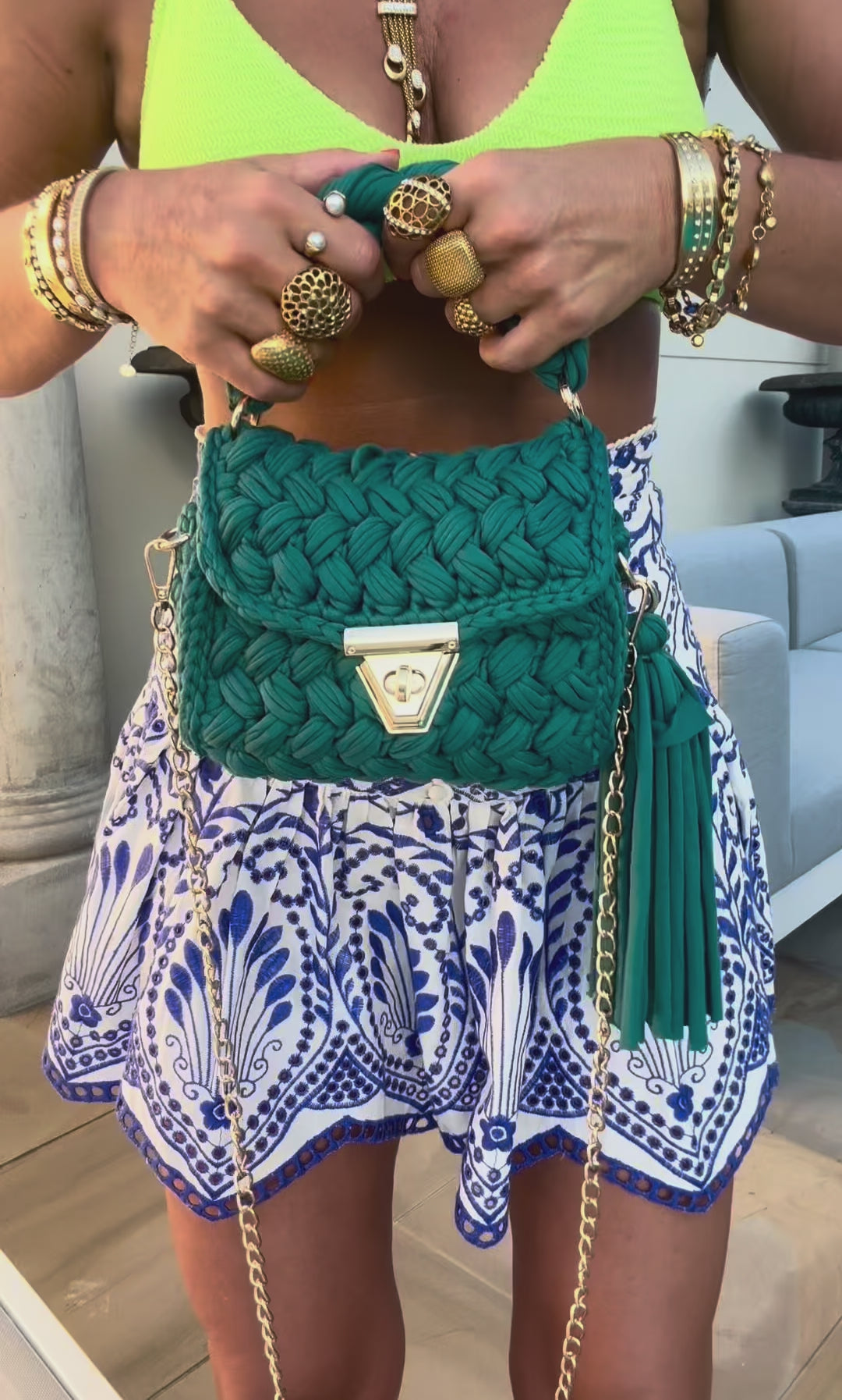 Emerald Woven Mini Bag