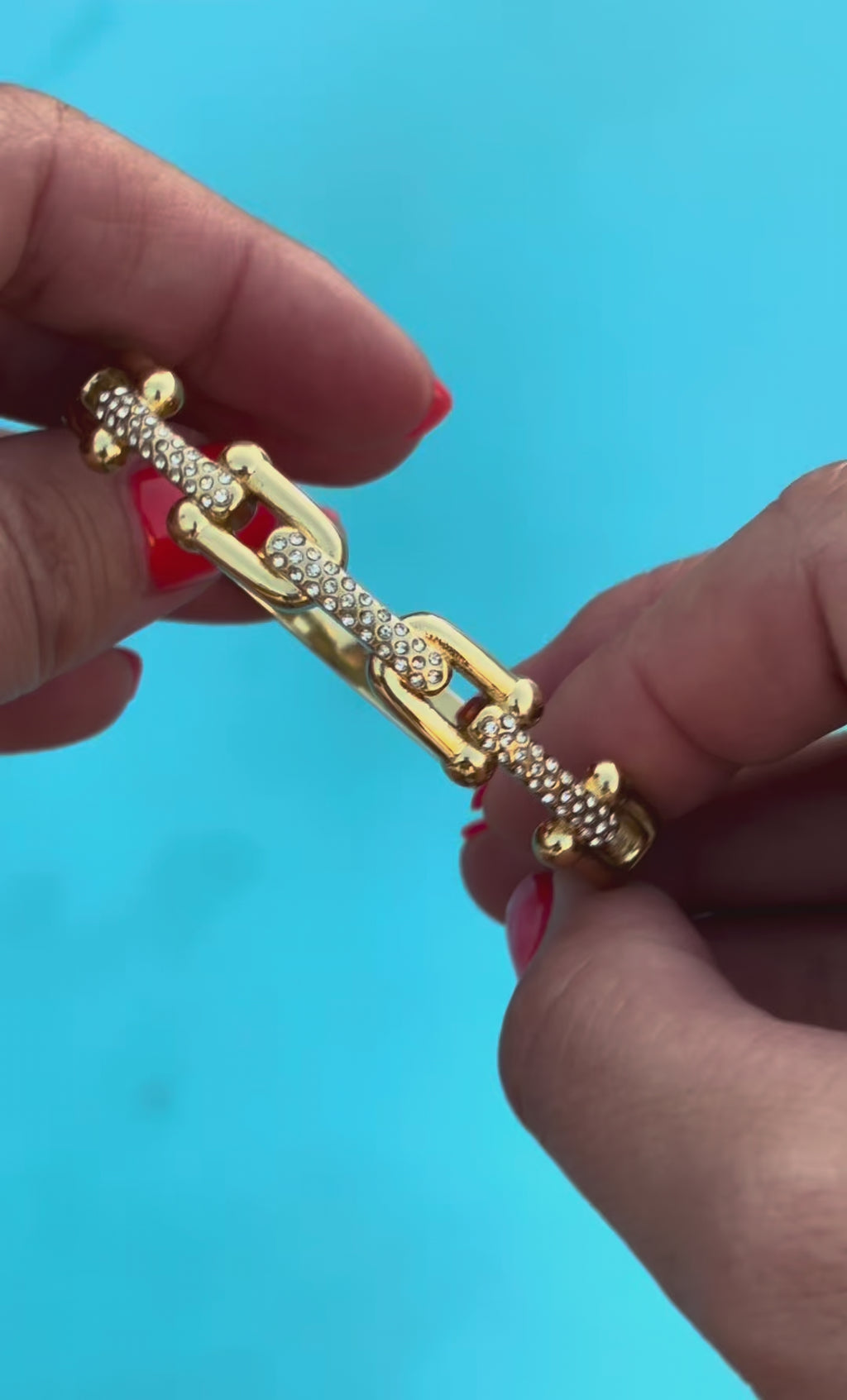 Gold Pavé Link Crystal Bangle